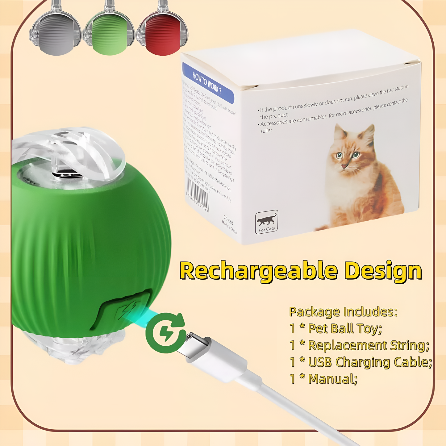Premium Cat Toy Automatic Interactive Rolling Ball